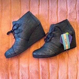 TOMS Black Metallic KALA Boots * Size 8